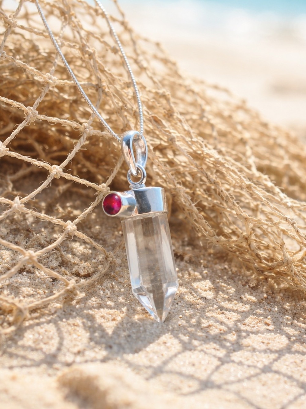 White Quartz & Garnet Necklace - Picture 10 of 13